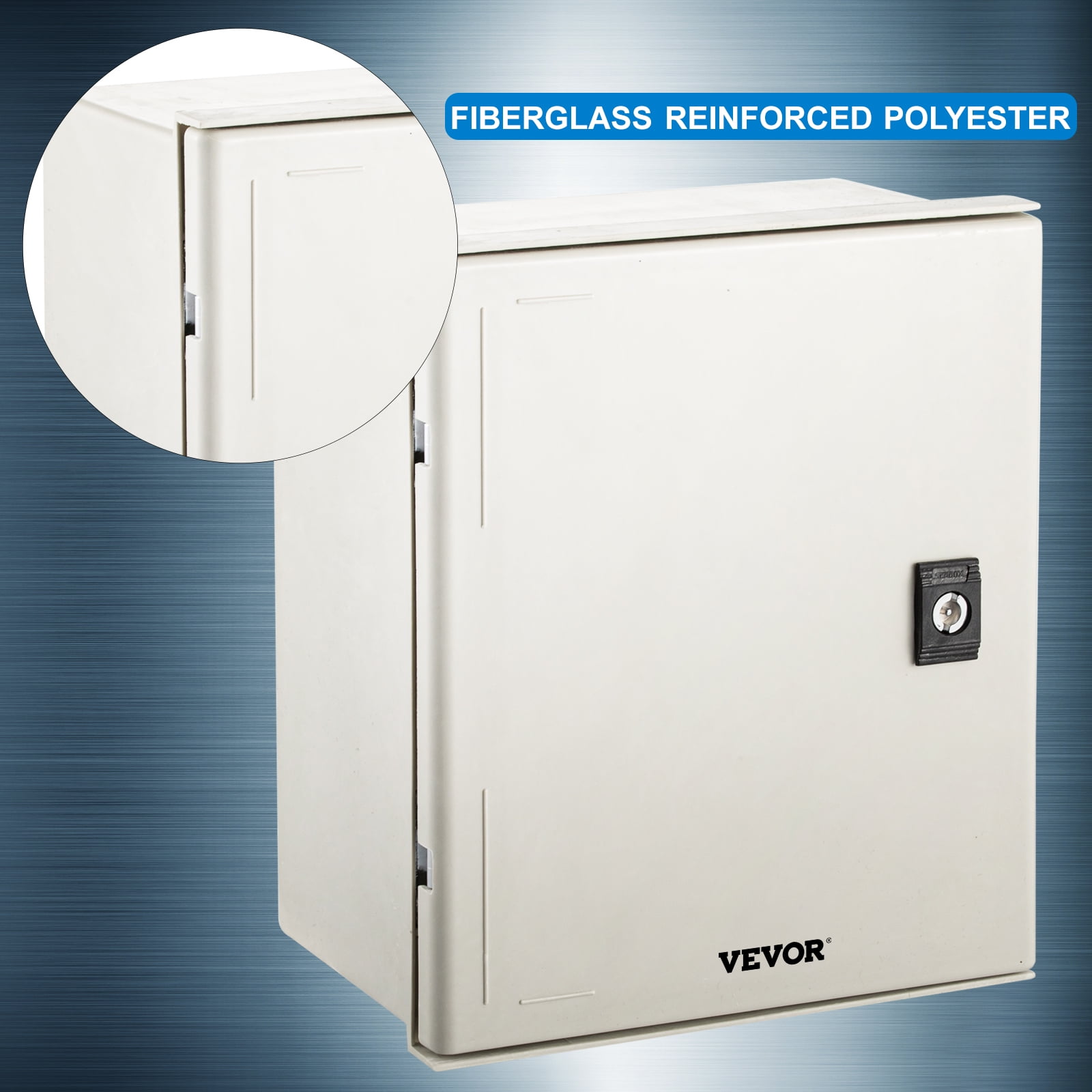 VEVOR Fiberglass Enclosure 11.8 x 9.8 x 5.5" Electrical Enclosure Box NEMA 3X Electronic Equipment Enclosure Box IP65 Weatherproof Wall-Mounted Electrical Enclosure With Hinges & Quarter-Turn Latches