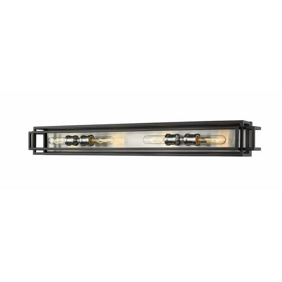 4 Light Vanity Light Fixture in Transitional Style 40 inches Wide By 4.75 inches High-Black/Brushed Nickel Finish Bailey Street Home 372-Bel-4186050