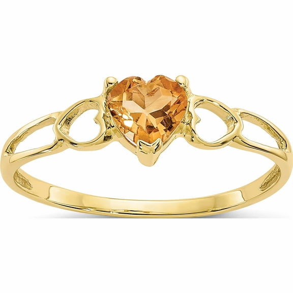 10K Yellow Gold Polished Geniune Citrine Birthstone Ring (Size 7) Made In India 10xbr164