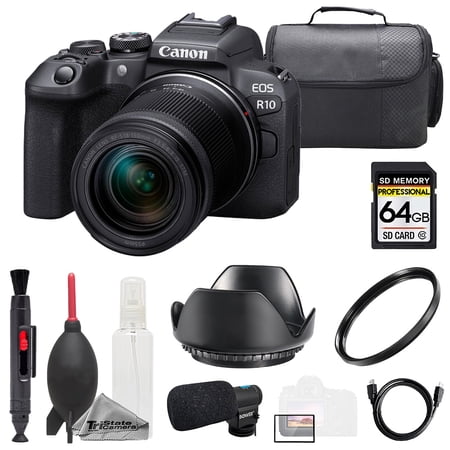 Canon EOS R10 with 18-150mm Lens + Mic + 64GB + Bag- Basic Kit (International Version)