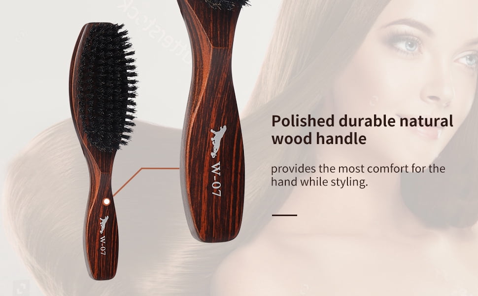 Perfehair Boar Bristle Hair Brush with Wooden Handle for Men and Women's Thin, Fine Hair, Balck