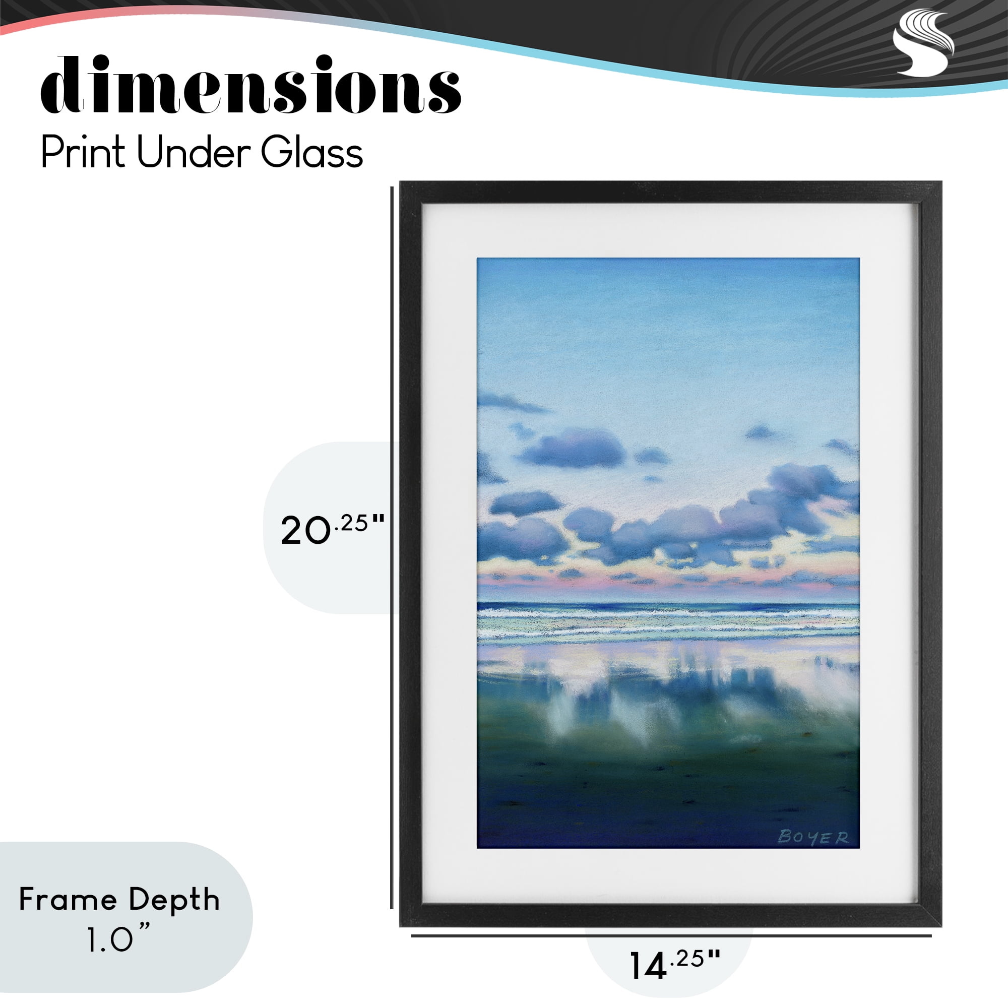 Stupell Industries Pretty Azure Cloud Reflection Black Framed Print Under Glass, design by Susy Boyer