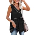 thumbnail image 2 of Womens Tank Tops V Neck Sleeveless Solid Color T Shirts Vest Summer Casual Comfy Peplum Tops Blouses Tunic Tank Shirts, 2 of 7