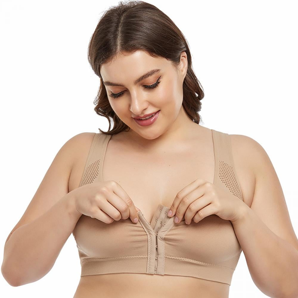Post Surgery Bra Surgical Bra Compression Sports Bra Front Closure Bras for  Women Close Breast Augmentation Bra Wireless 