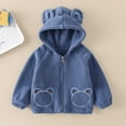 thumbnail image 2 of Ecqkame Girls Boys Winter Fleece Jackets Cute Shaped Hooded Outerwear Zipper Long Sleeve Warm Thickened Coat Blue 3-4 Years, 2 of 5