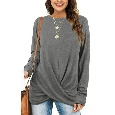 

OKBOP Red Tank Tops for Women Casual T-Shirt Solid Crew-Neck Sweatshirt Kink Split Long Sleeve Blouse Halloween Maternity Shirt