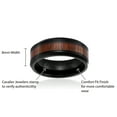 thumbnail image 4 of Mens Wedding Band in Titanium 8MM Promise Engagement Ring Black Plated with Dark Wood Inlay - Beveled Edges, 4 of 4