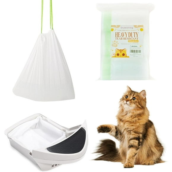AIR-Cat Litter Box Liner for Litter Box 4 and 3,Drawstring Litter Robot Bags,Strong and Thicker Litter Robot Waste Drawer Liners, MSD-A01