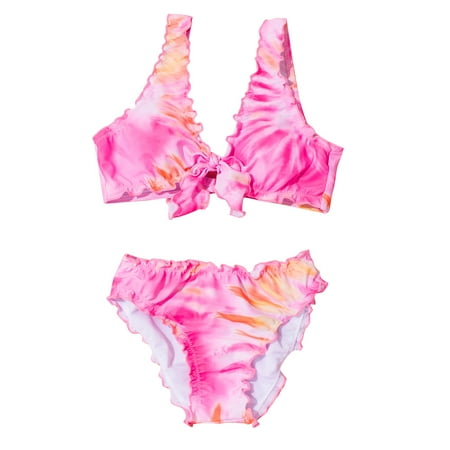 

Elainilye Fashion Toddler Girls Swimsuits Kids Swimwear Sling Tie-Dye Print Beach Cute Bikini Suit Sizes 3-8Y Pink