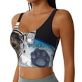 thumbnail image 2 of Vsdgher Cat Astronaut Print Women Sleeveless Athletic Tank Top Built-in Bra Camisole Sports Vest for Yoga Running Fitness Exercise with Removable Pads, 2 of 8