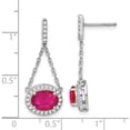 thumbnail image 4 of 14K White Gold Oval Created Ruby And Diamond Dangle Earrings (Width 11) (Length 29.2) - Jbsp, 4 of 5