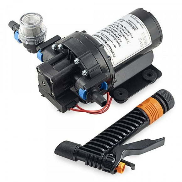 Albin Boat Washdown Pump 02-04-015 WD500-Premium Series 5; Diaphragm; 5.2 Gallon Per Minute; 1/2 Inch Inlet/Outlet Port; 12 Volt; 5 Bar Pressure Cutoff