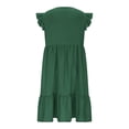 thumbnail image 4 of LWavelet Women's V-Neck Ruffle Sleeve Tiered Mini Dress for Casual & Party Wear Dark Green S, 4 of 5