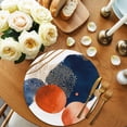 thumbnail image 2 of Navy Blue Burnt Orange Round 15 Inch Placemats Set of 8, Middle Century Modern Geometric HeatResistant Non Slip Place Mats for Dining Table, Wipeable Braided Kitchen Table Mats for Housewarming, 2 of 9