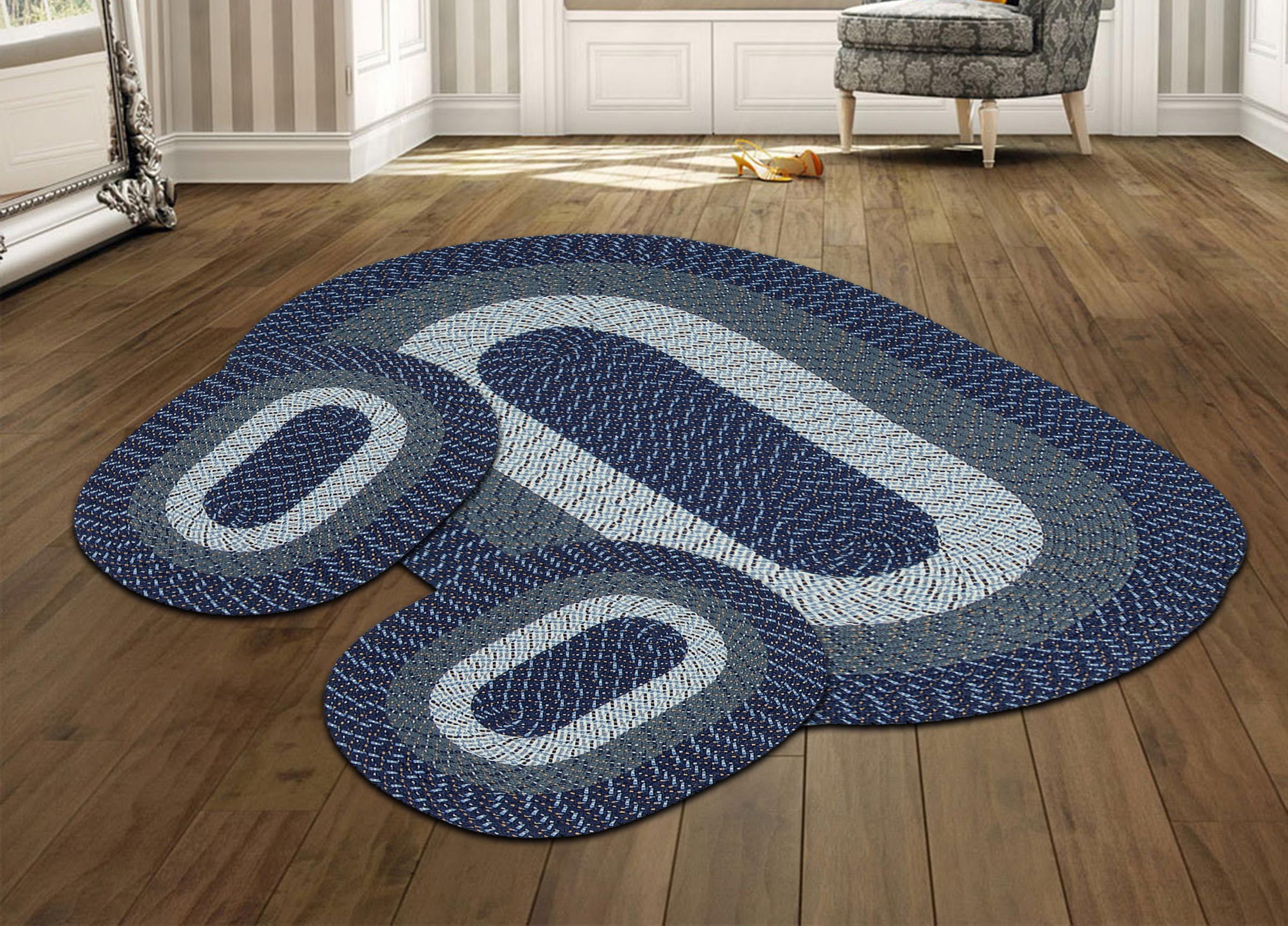 Better Trends Country Braid 3 Piece Set Reversible Indoor Area Utility