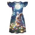thumbnail image 2 of Pounoo Womens Maxi Dresses Bunny Print Ruffle Sleeve Loose Fit Lightweight Pullovers Cute Summer Style (For Small Wearers) Gift, 2 of 9