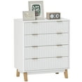 thumbnail image 2 of HOMCOM Fluted Dresser for Bedroom with 4 Drawers, Chest of Drawers with Gold Finger Pulls and 4 Wood Legs, White, 2 of 9