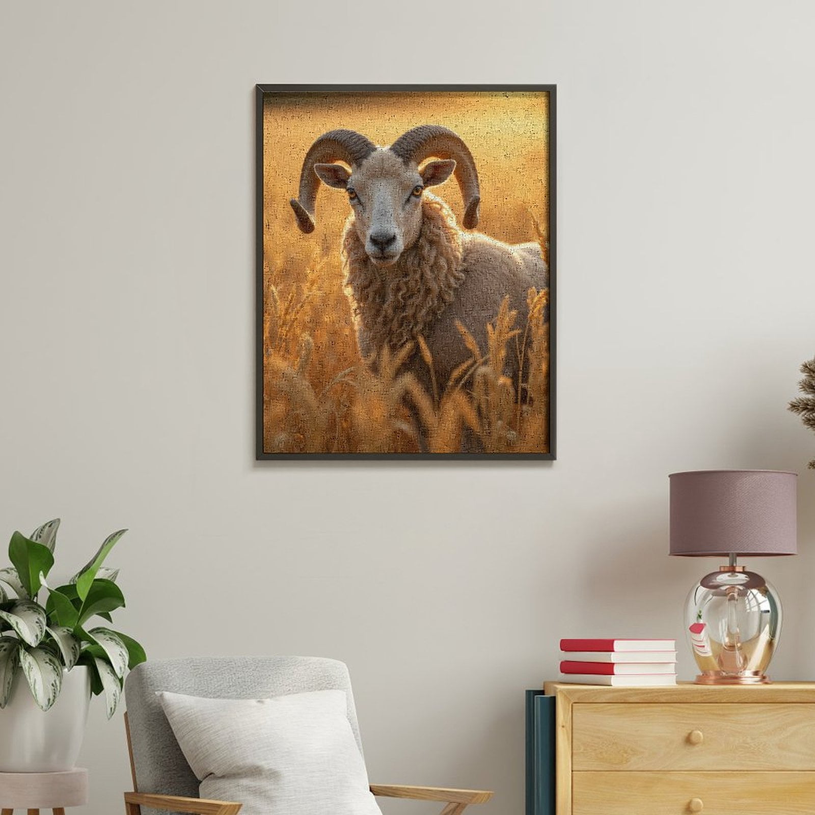 Paint by Numbers Kit for Adults, Golden Field Majestic Ram Paint by Numbers, Easy Paint by Numbers Kit for Adults Beginner, DIY Adult Paint by Number Kits on Canvas, Home Decor