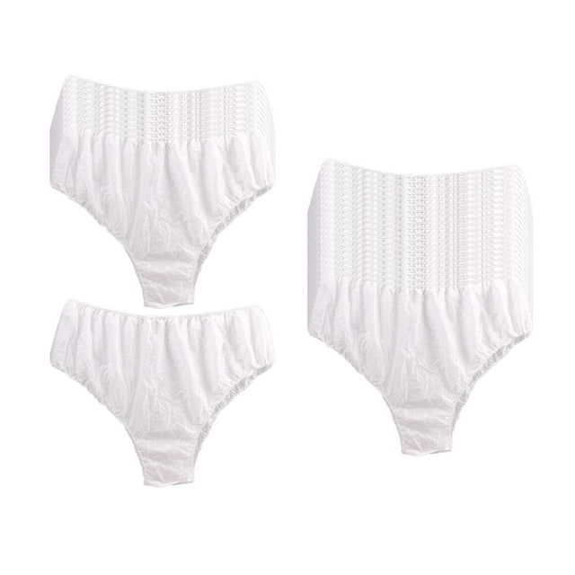 30 piezas de calzoncillos no tejidos con cintura elástica delantera, doble trasera, individuales y portátiles Blanco