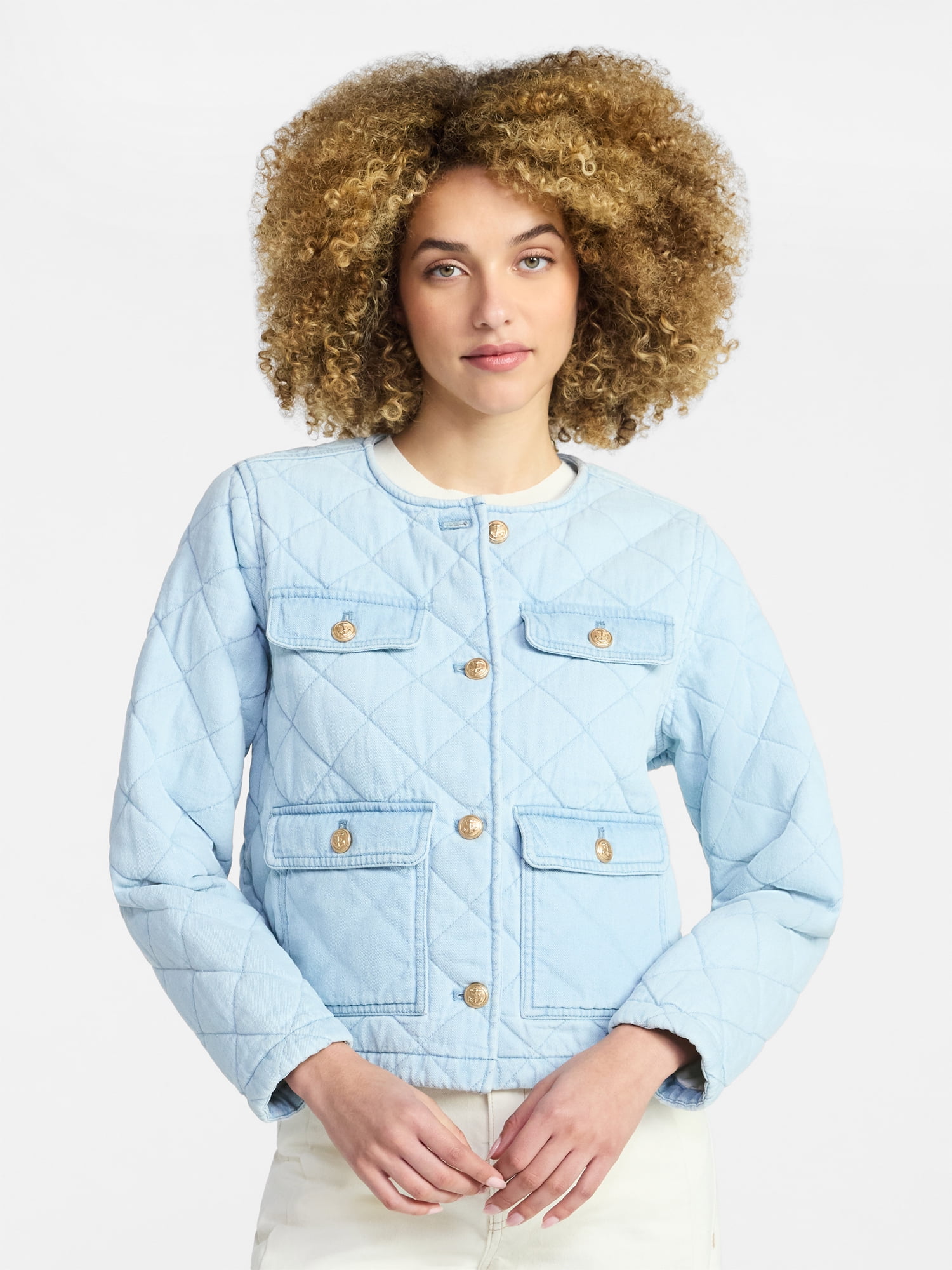 Time and Tru Women's Quilted Cotton Jacket, Sizes XS-XXXL
