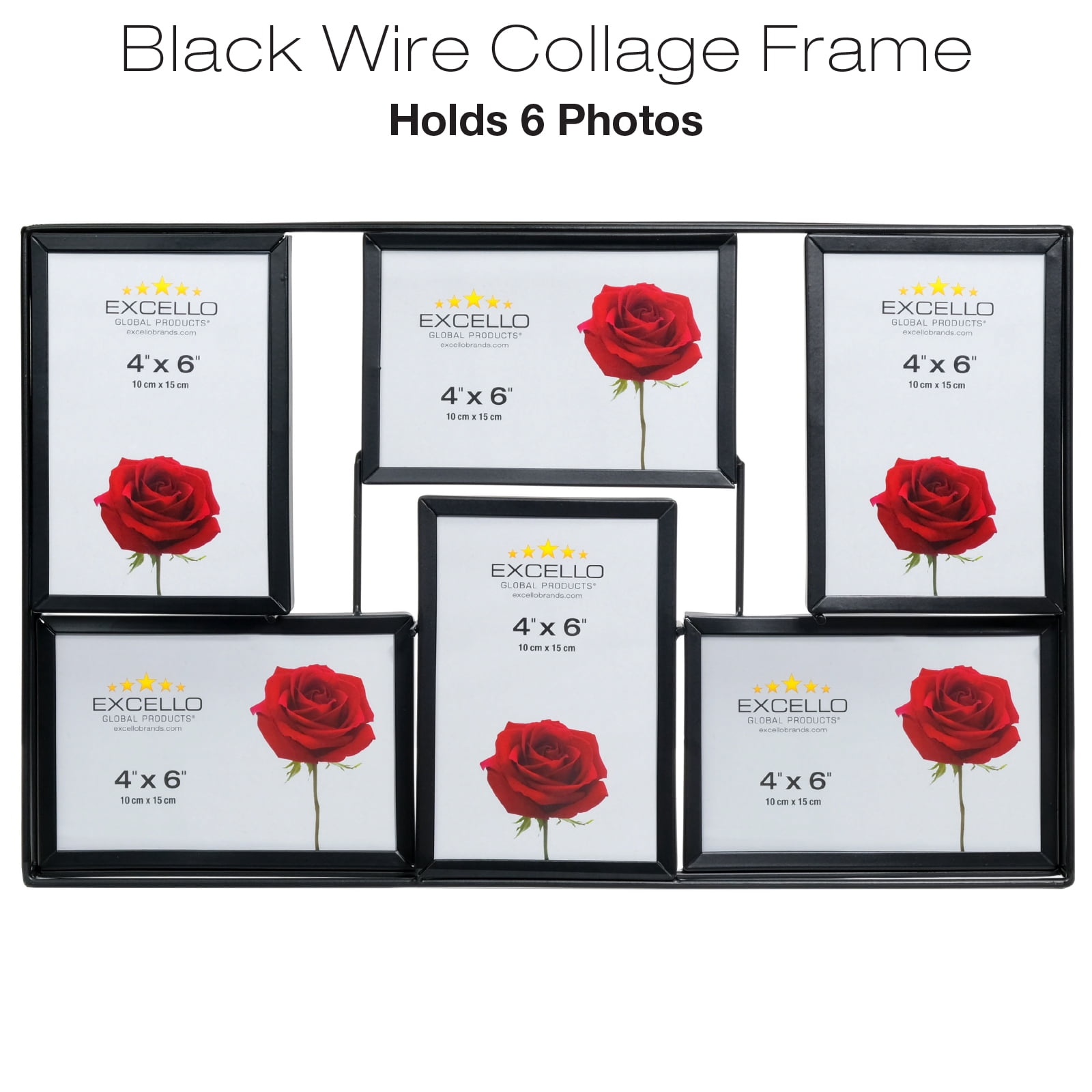 Excello Global Products 3D Wireframe Collage Picture Frames, Wall Mount Family Picture Frames, Black Photo Frames, 10.75" X 17" X 1.12"