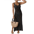 thumbnail image 3 of Women'S Crochet Coverups Sleeveless Beachwear Dresses Side Slit Maxi Beachwear Black One Size, 3 of 7