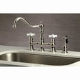 thumbnail image 3 of Kingston Brass KS3276PXBS Restoration Bridge Kitchen Faucet with Brass Side Sprayer, Polished Nickel, 3 of 8