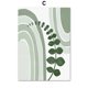 thumbnail image 3 of Cuadro sobre lienzo con arte lineal abstracto que presenta la cara de una niña y un diseño arqueado de hojas de monstera verde, carteles nórdicos para la pared de la sala de estar, 3 of 5