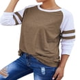 thumbnail image 4 of CHOK Women Stripe Stitching Short Sleeve Colorblock T-shirt, 4 of 5