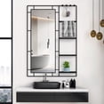 thumbnail image 2 of Hassch Modern Rectangular Wall Mounted Mirror with Storage Shelves, Towel Bar and 4 Hooks, Black Metal Frame Vanity Mirror for Bathroom, 30x44 Inches, 2 of 10