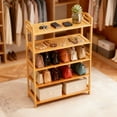 thumbnail image 6 of 5 Tier Natural Bamboo Shoe Rack Eco Friendly 15 Pairs Capacity Slim Space Saving Open Shelf for Entryway Closet Hallway Apartment, 6 of 11