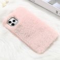 thumbnail image 3 of Funda de peluche para iPhone 11 Pro, bonita funda protectora peluda y esponjosa con pelo de conejo de imitación de cristal, funda suave para teléfono, 3 of 5