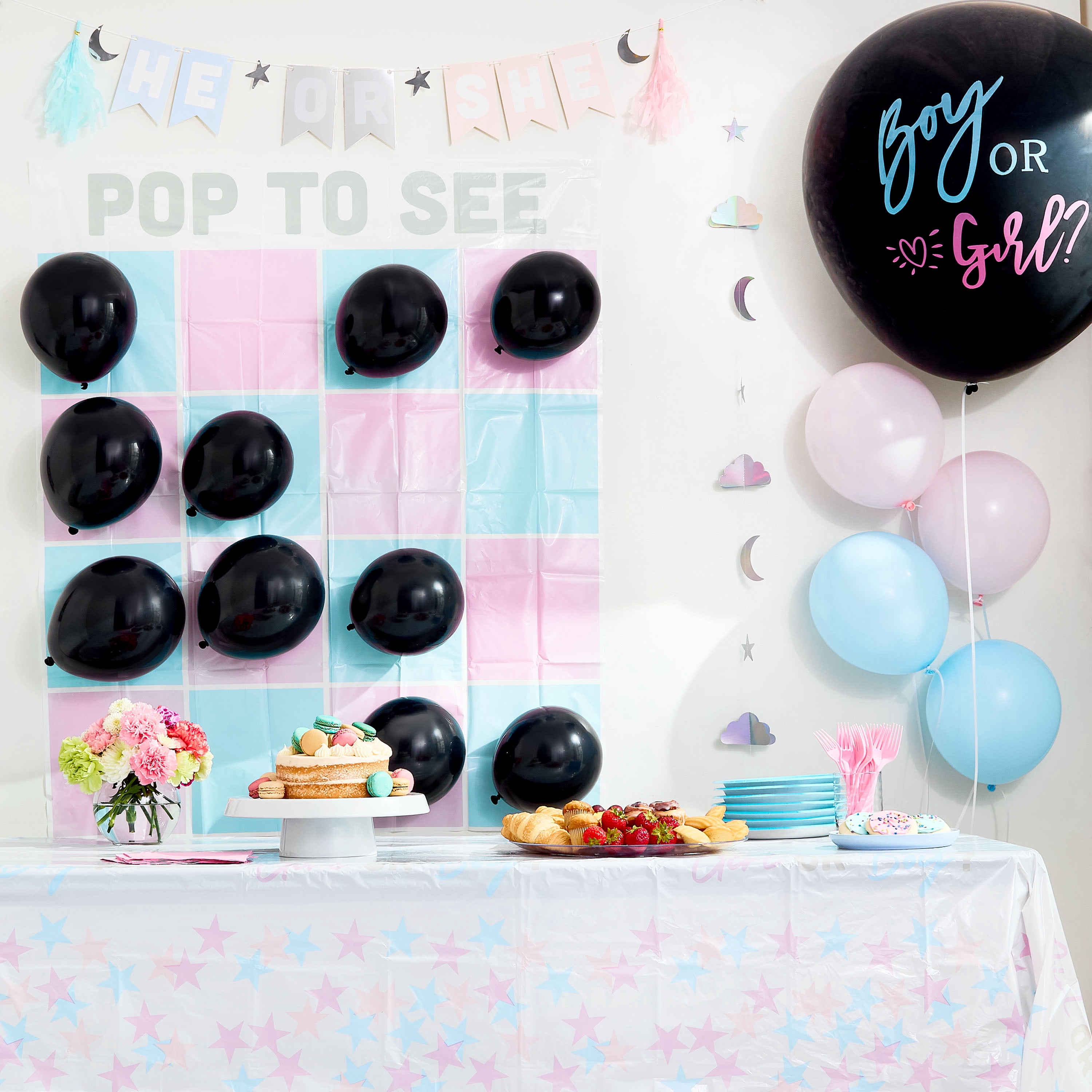 Way To Celebrate Plastic Table Cover, Rectangular 54 in x 108 in, Pink/Blue Stars