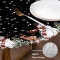 thumbnail image 3 of Black Christmas Round Tablecloth, Fitted Table Cover with Elastic for 36"-44" Round Tables, Cute Snowman Elk Xmas Tree Winter Snowflakes Table Cloth Outdoor Dinning Party Waterproof Tablecloths, 3 of 7