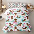thumbnail image 2 of Homewish Funny Dachshund Animal Twin Quilt Set,Pretty Hibiscus Flower Twin Coverlet Set,Ocean Wave Decor,2 Pieces, 2 of 7