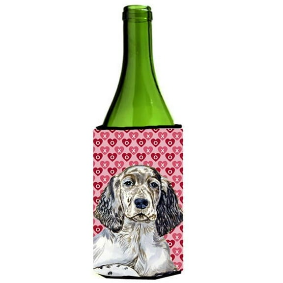 English Setter Hearts Love Valentines Day Portrait Wine Bottle Hugger - 24 oz.