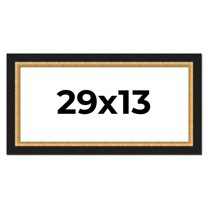 29x13 Frame Gold Real Wood Picture Frame Width 2.25 Inches | Interior Frame Depth 0.5 Inches |