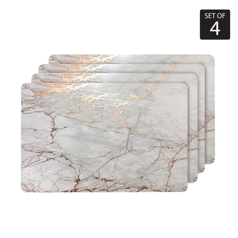 Dainty Home Marble Cork Metallic Print Rectangle Set of 4 Placemats in