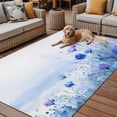 thumbnail image 4 of 5' x 8' Outdoor Rug, Blue Flower Outdoor Washable Rug Large Floor Carpet, Modern Pastoral Watercolor Oil Painting Non Shedding Area Rug for Outside Patio RV Porch Deck Balcony Camping Living Room, 4 of 9