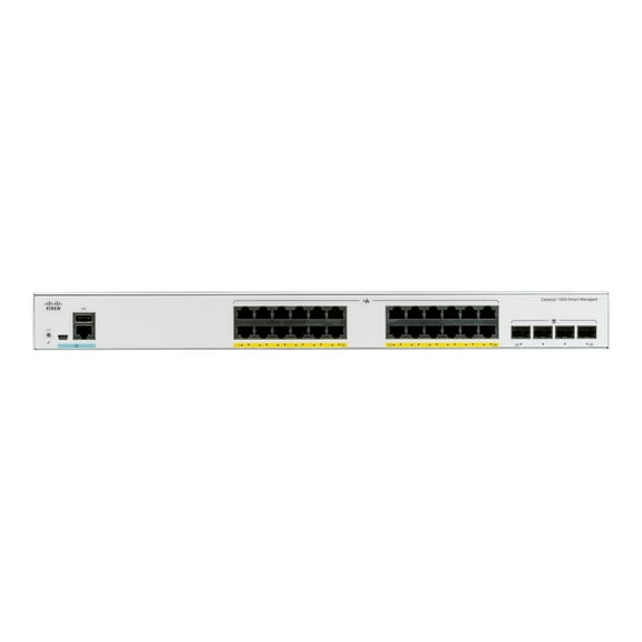 Cisco Catalyst 1000-24P-4X-L - Switch - managed - 13 x 10/100/1000 (PoE )   11 x 10/100/1000   4 x 10 Gigabit SFP  (uplink) - rack-mountable - PoE  (195 W)