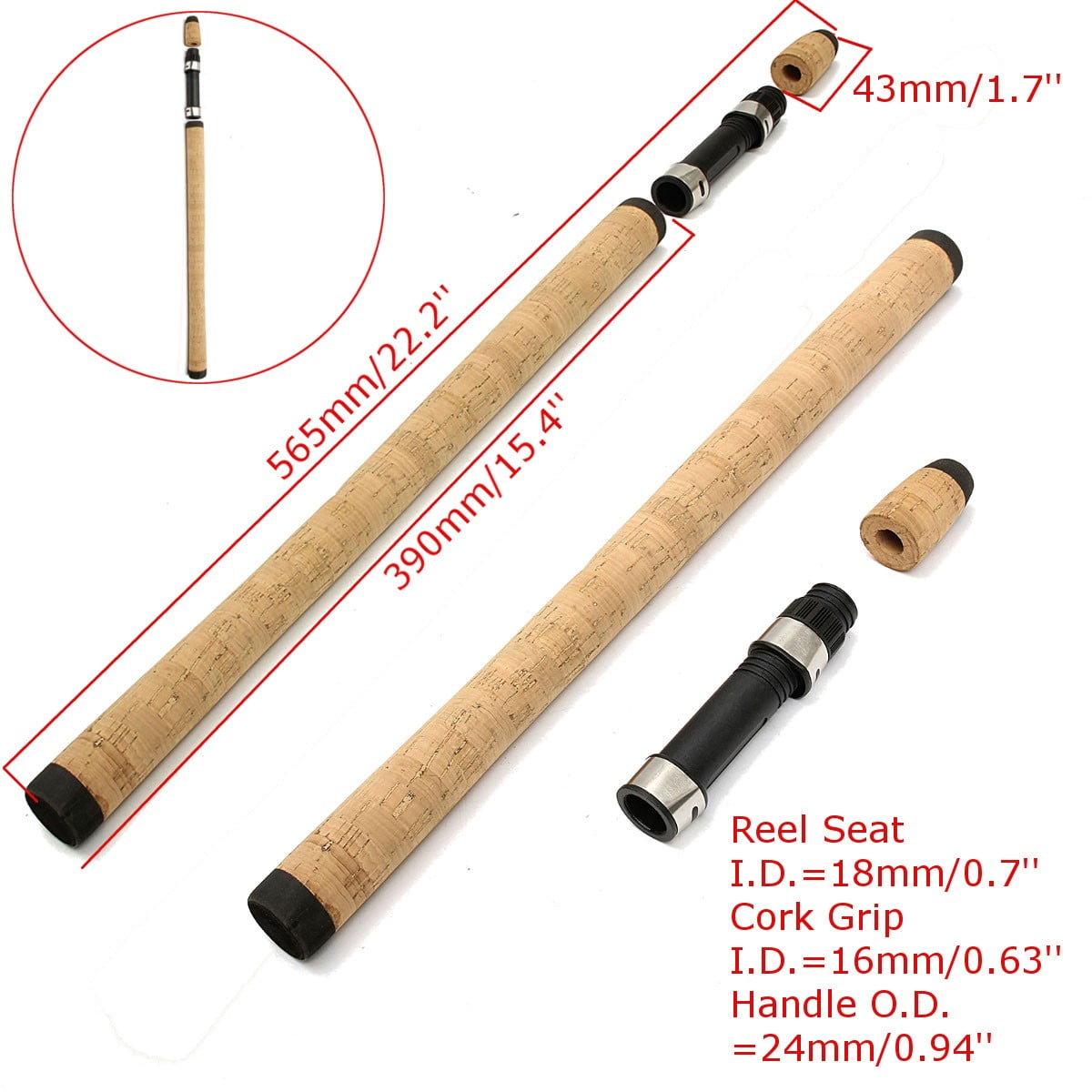 Composite Cork Handle Reel Seat Spinning Fishing Rod Grip DIY Building