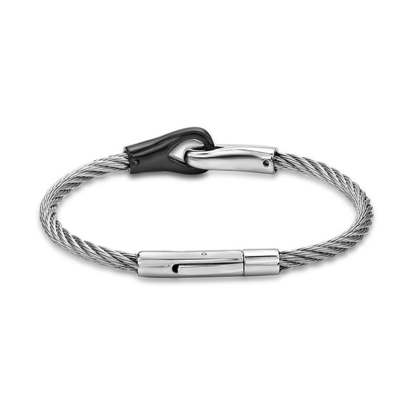 Metro Jewelry Stainless Steel Cable Bracelet with Push Button Lock