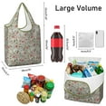 thumbnail image 3 of 5 Pack Foldable Shopping Bag,Gray Christmas Icon Pattern Reusable Grocery Bags with Pockets,Large Reusable Tote Bags with Handles Waterproof & Lightweight, 3 of 6