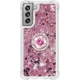 thumbnail image 2 of Samsung Galaxy S21 FE (Not S21) Case,Creativity Clear Quicksand Glitter Flowing Liquid Floating Soft TPU Case w/Stand Bling Diamond Sparkle Phone Cover for Samsung Galaxy S21 FE  Rose Gold, 2 of 14