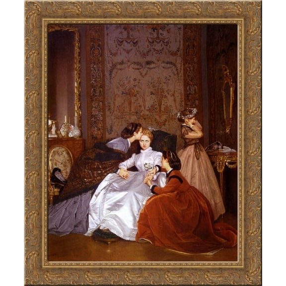 The Reluctant Bride 24x20 Gold Ornate Wood Framed Canvas Art by Auguste Toulmouche