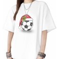 thumbnail image 1 of T Shirts for Womens Football with Santa Hat Short Sleeve Graphic Tees Loose Fit T-Shirt Cotton Casual Tops, 1 of 8