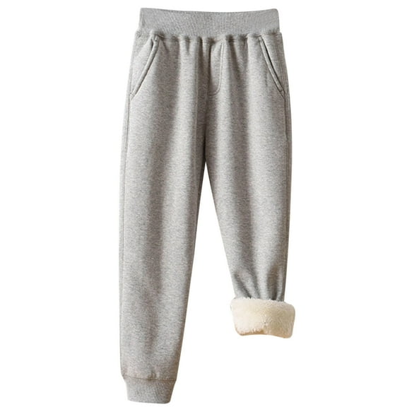 ZXLBBD Boys Winter Lined Pants Thermal Thickened Solid Color Trousers for Kids Sports Athletic Casual Warm Joggers Comfort Fit School Wear