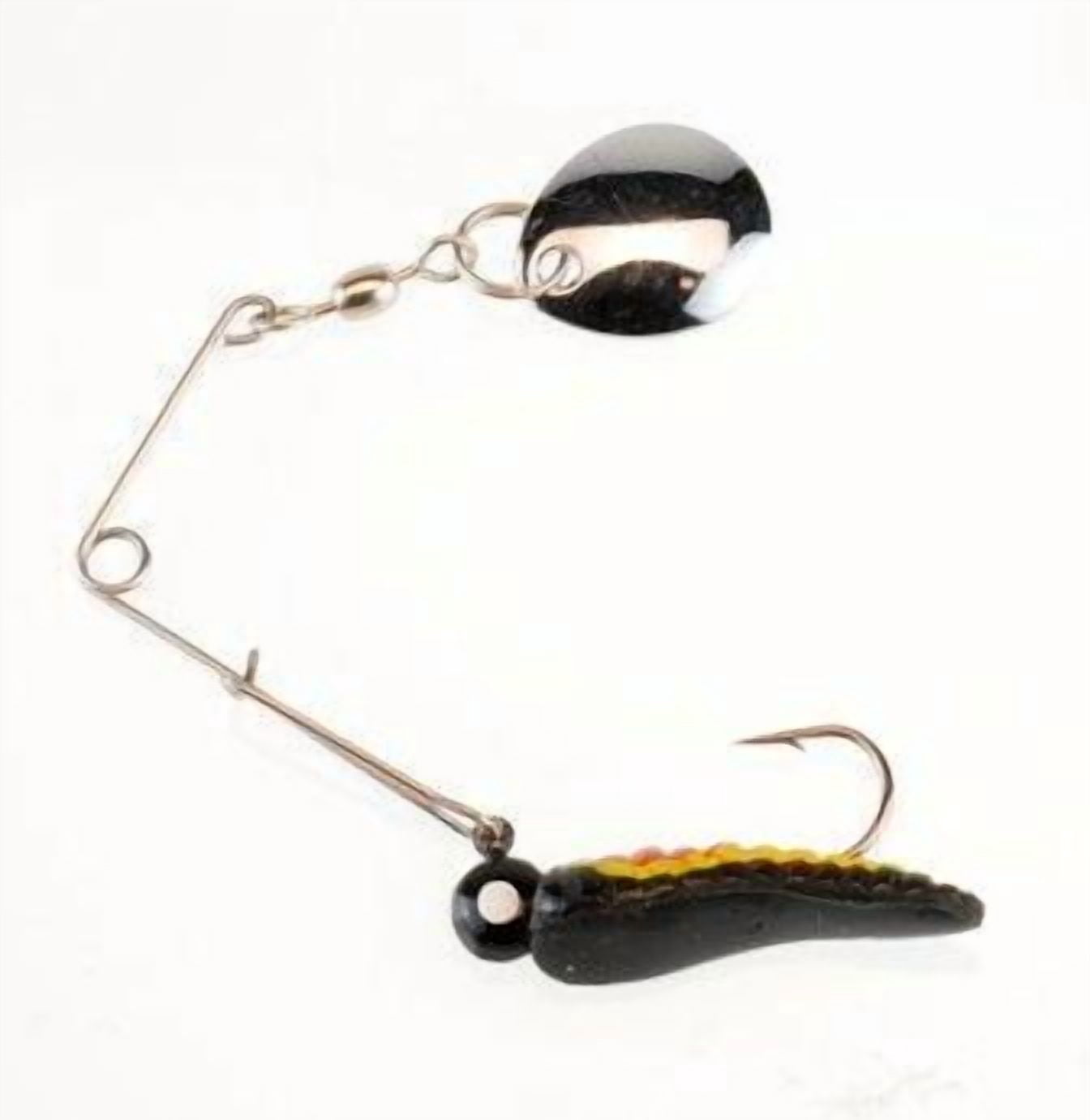 (2 pack) Johnson Original Beetle Spin Fishing Lure, Black/Yellow Stripe, 1 in