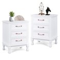 thumbnail image 1 of Gymax 2PCS 3 Tiroirs Table de Chevet Rangement Bois Table de Chevet Côté Blanc, 1 of 10