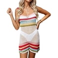 thumbnail image 2 of LEKWK Cover Ups for Swimwear Women Crochet Sleeveless Hollow Out Striped Dresses Square Neck Cami Dresses Summer Fashion Beach Vacation Bathing Suit Cover Ups, 2 of 9